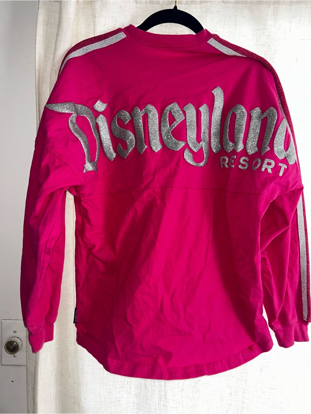 Disney Pink Long-Sleeve Disneyland Resort Top with Silver Glitter